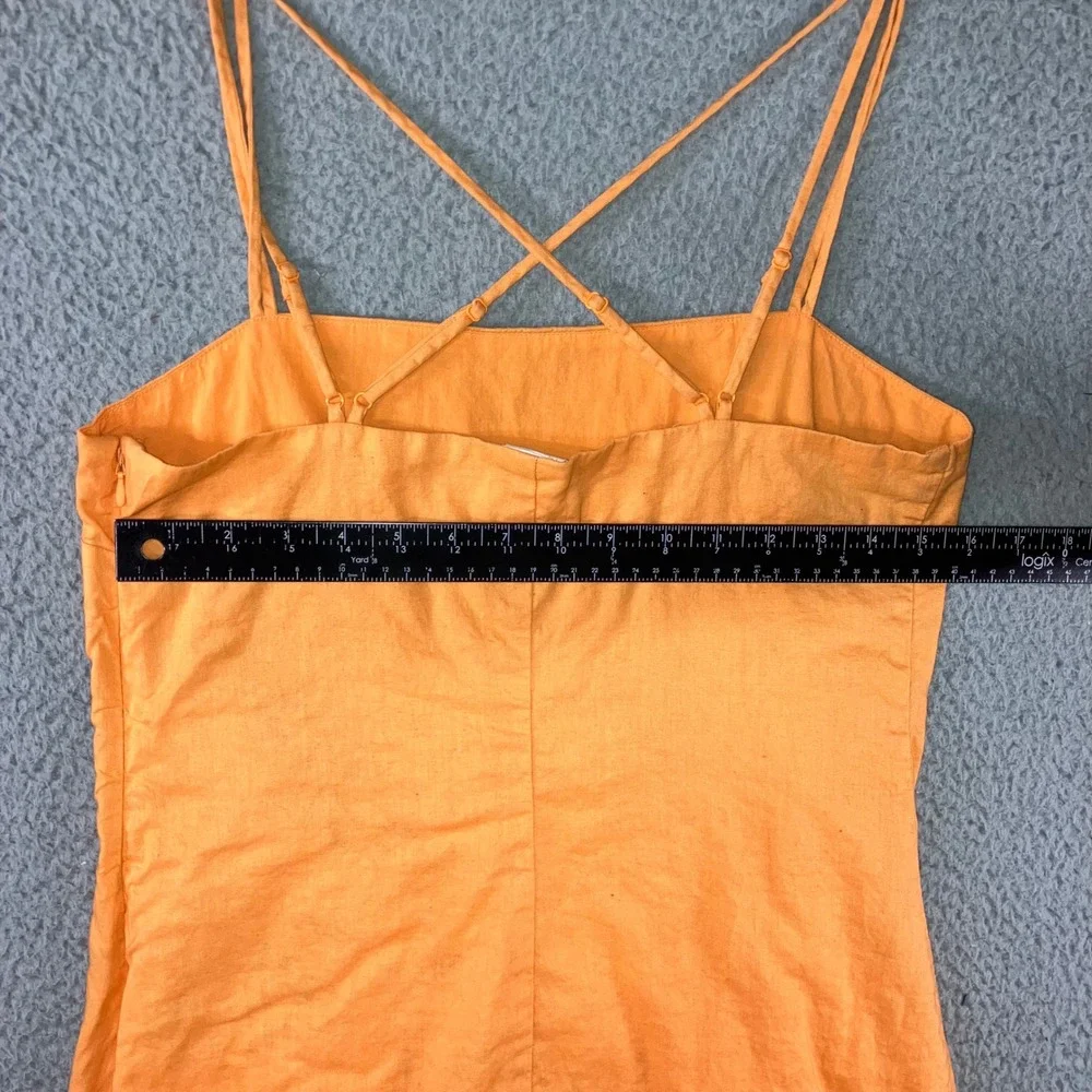 Chic‎ Mini Dress 8 Orange Linen Cotton Lightweight Lined Vibrant Boho Festival